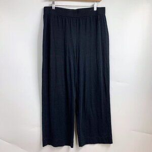 Tranquility By Soma Women's Cotton Knit Stretch Wide Leg Cropped Pants Size L